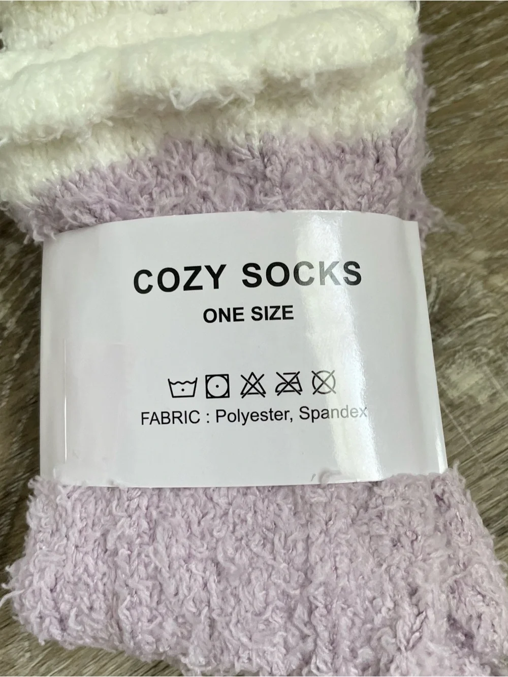 Cozy Socks Lavender & White Plush Fuzzy Slouch Socks One Size Soft Warm Lounge